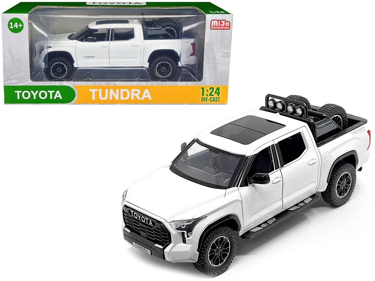 2023 Toyota Tundra TRD 4x4 Pickup Truck White Metallic with Sunroof and Wheel Rack 1/24 Diecast Model Car - Unbranded