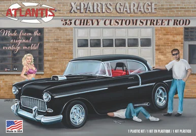 Atlantis Models AANH1276 1955 Chevrolet Custom Street Rod, X-Parts Garage 1/25 Scale Model Kit