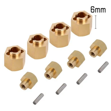 INJORA SCX24-34GD-6 Brass 7mm Hex +3mm Hub Extenders for Axial SCX24 AX24