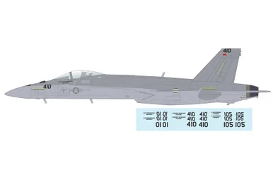 F/A-18E "Dagger Team" (w/decals for 01, 105, 410 airplanes) HA5140b Scale 1:72