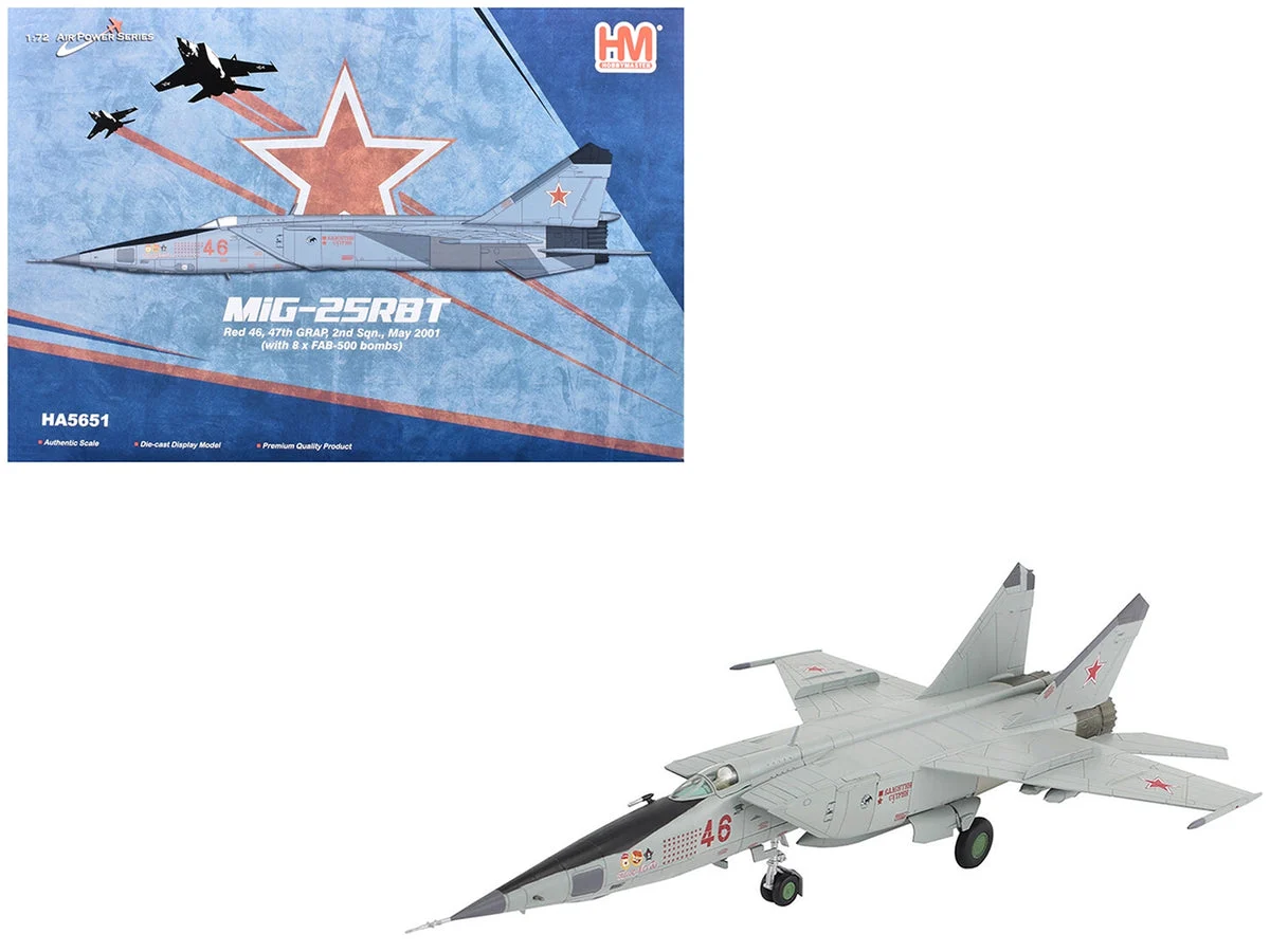 Mikoyan-Gurevich MiG-25RBT Aircraft "Red 46 47th Guards Reconnaissance Aviation Regiment 2nd Squadron" (2001) Russian Air Force "Air Power Series" 1/72 Diecast Model by Hobby Master
