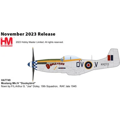 Mustang Mk.IV F/L Arthur S. "Joe" Doley, 19th Squadron, RAF, 1945 HA7749 1:48 - Hobby Master