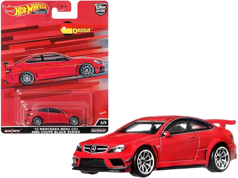 2012 Mercedes Benz C63 AMG Coupe Black Series Red "Deutschland Design" Series Diecast Model Car by Hot Wheels - Hotwheels