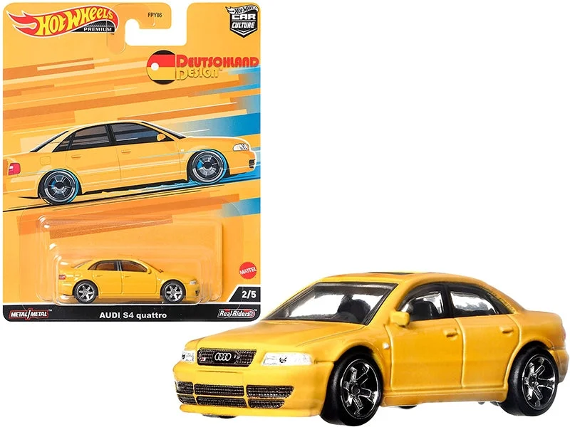 Audi S4 Quattro with Sunroof Yellow "Deutschland Design" Series Diecast Model Car by Hot Wheels - Hotwheels