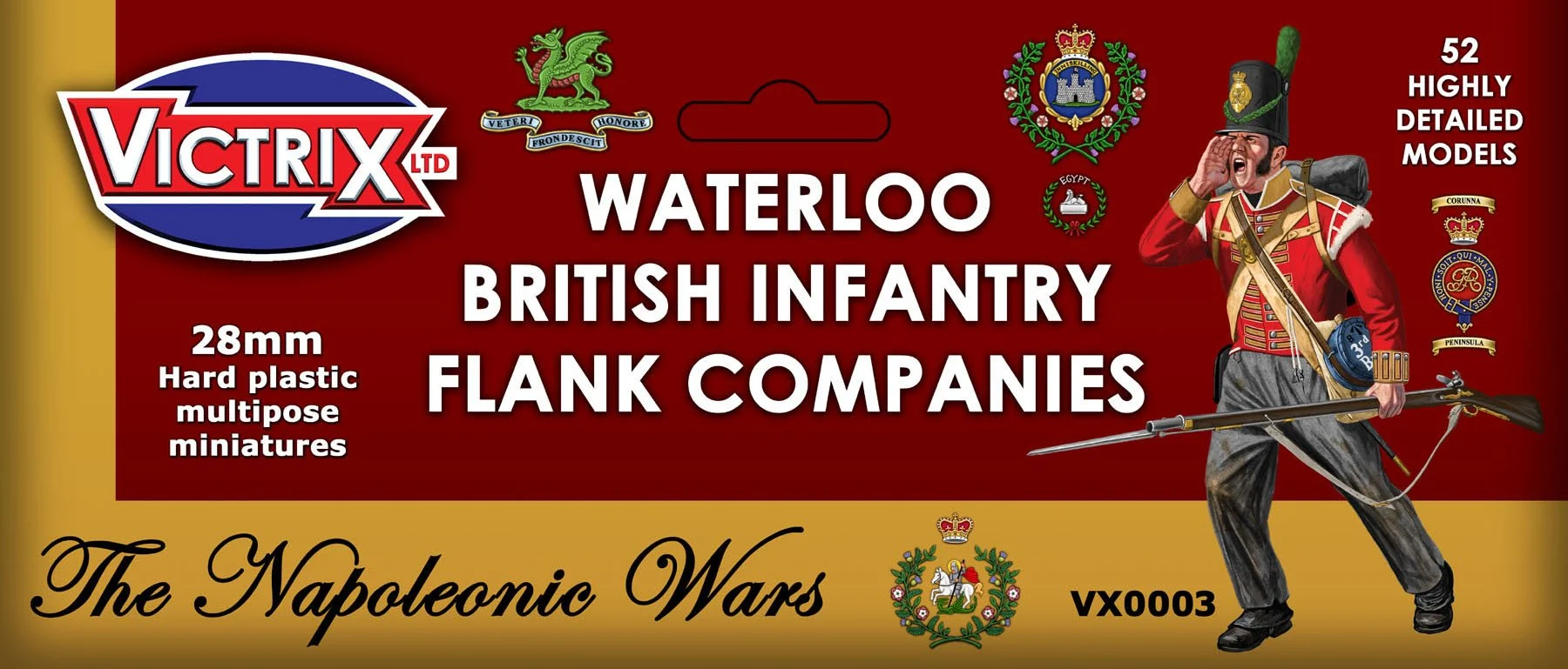 Napoleonic Waterloo British Infantry Flank Companies, 28 mm Scale Model Plastic Figures - Victrix