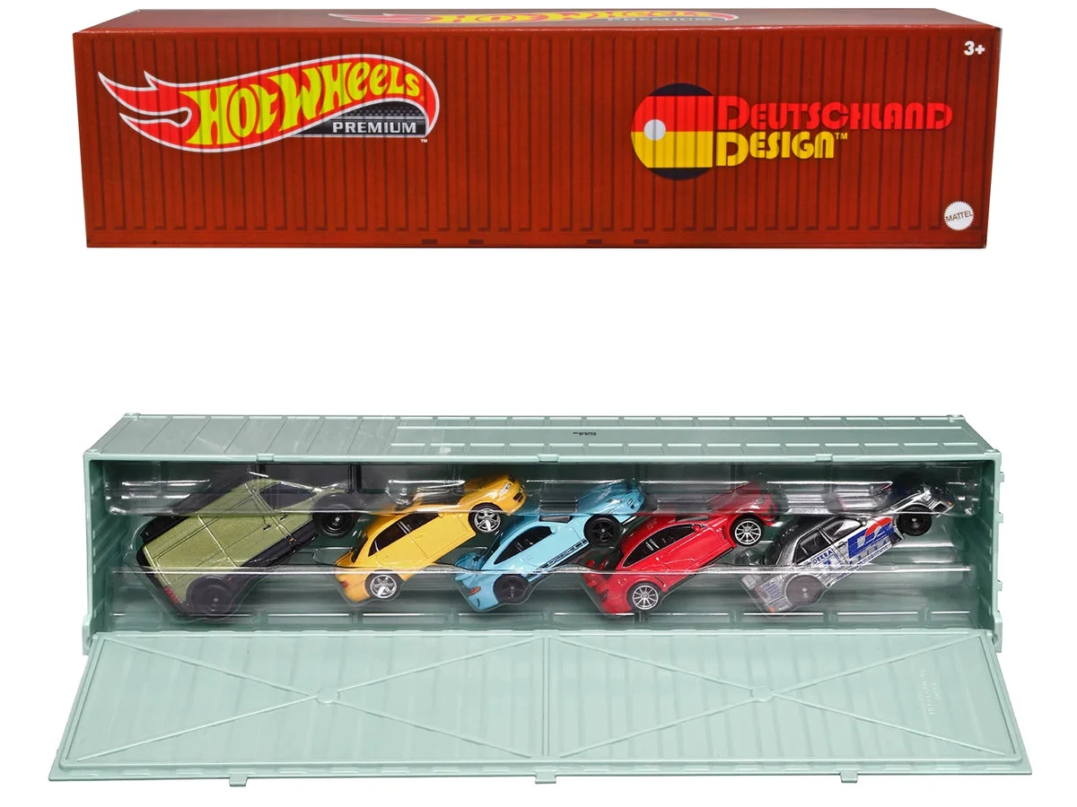 2022 "Deutschland Design" 5 piece Set with Container "Car Culture" Series Diecast Model Cars by Hot Wheels - Hotwheels
