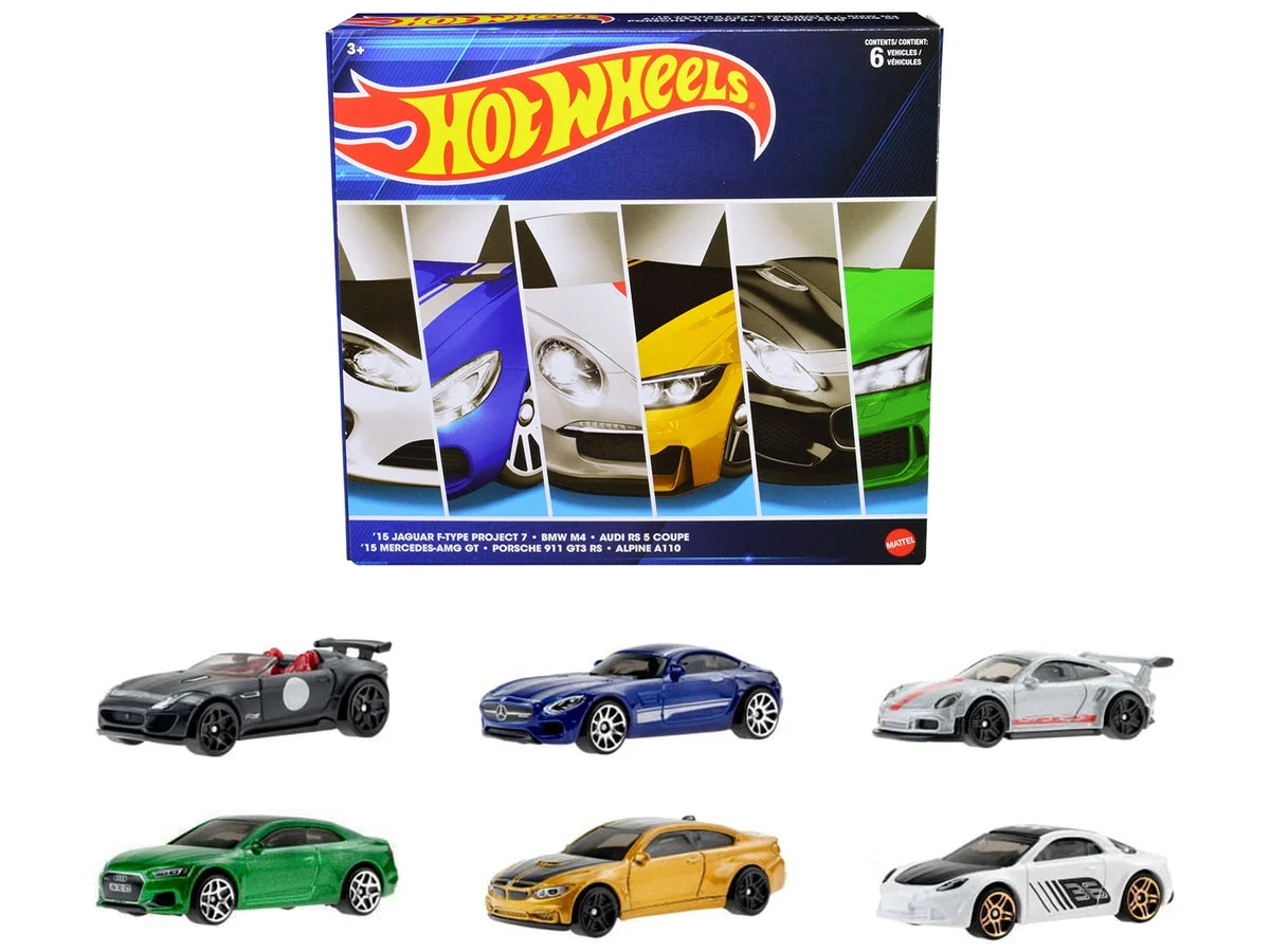 "European Theme" 6 piece Set Diecast Model Cars by Hot Wheels - Hotwheels