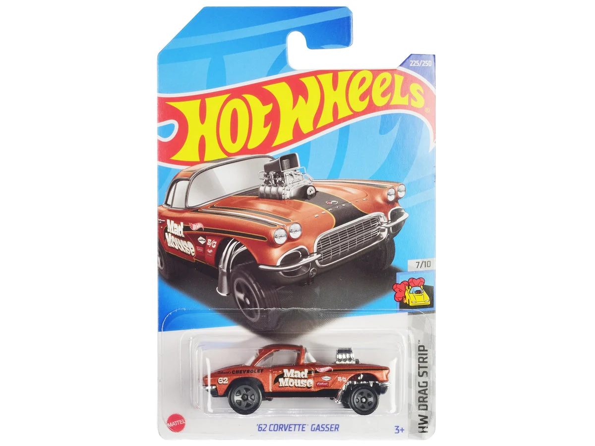 1962 Chevrolet Corvette Gasser "Mad Mouse" Copper Metallic with Black Stripes "HW Drag Strip" Series Diecast Model Car by Hot Wheels - Hotwheels