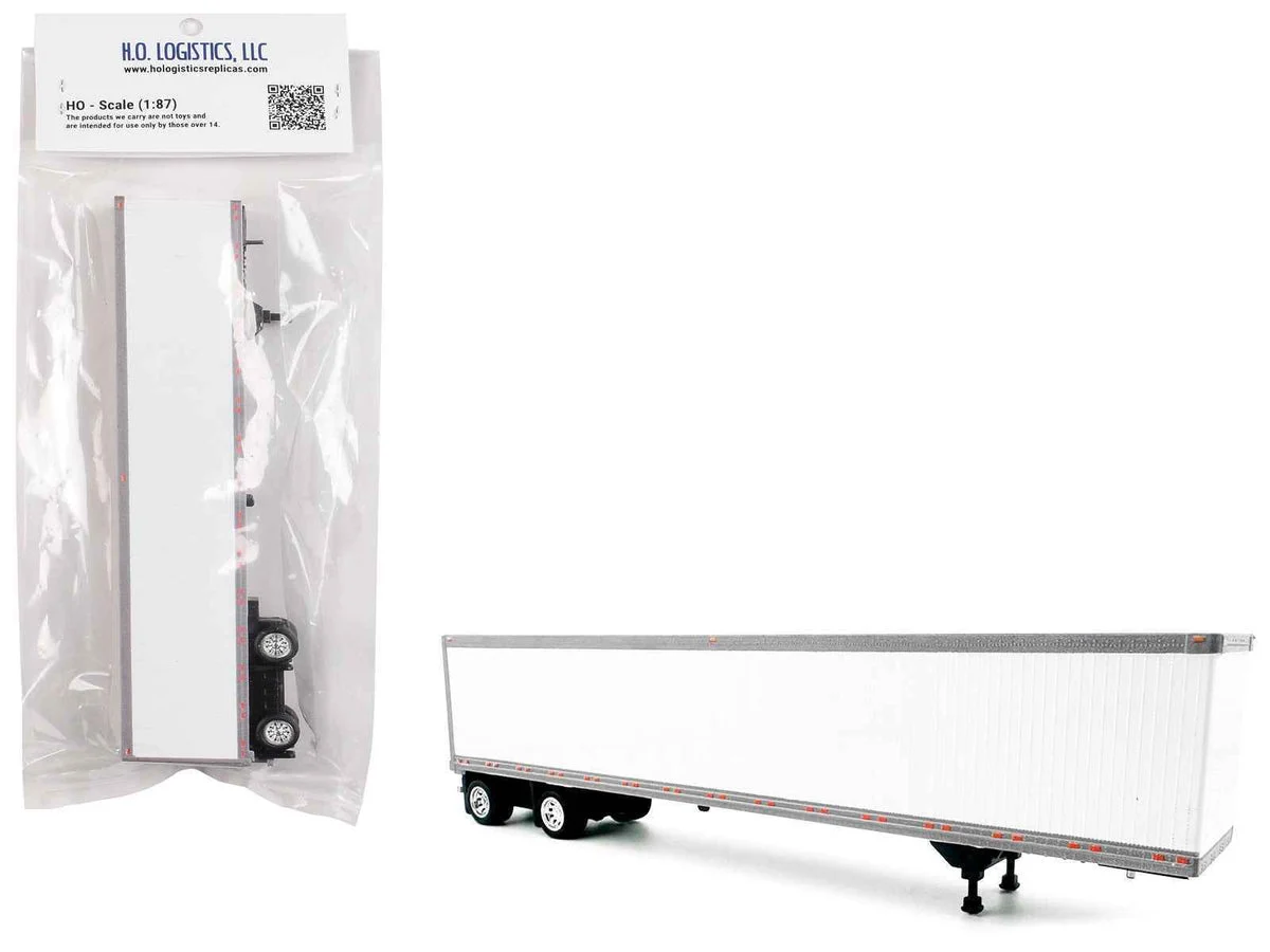 53' Spread Axle Dry Van Trailer White 1/87 (HO) Plastic Model Car by HO Logistics - HO Logistics Replicas