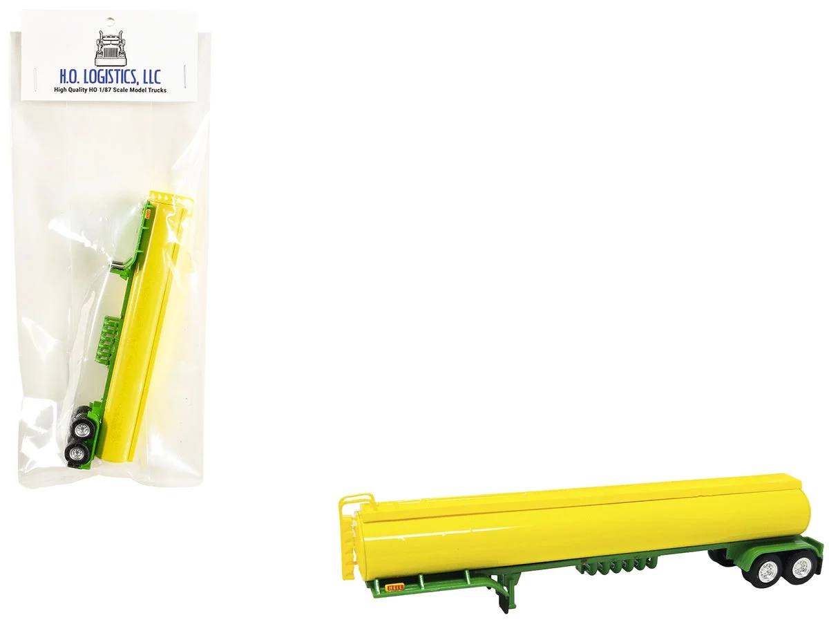 Tanker Trailer Yellow and Green 1/87 (HO) Scale Plastic Model by HO Logistics - HO Logistics Replicas