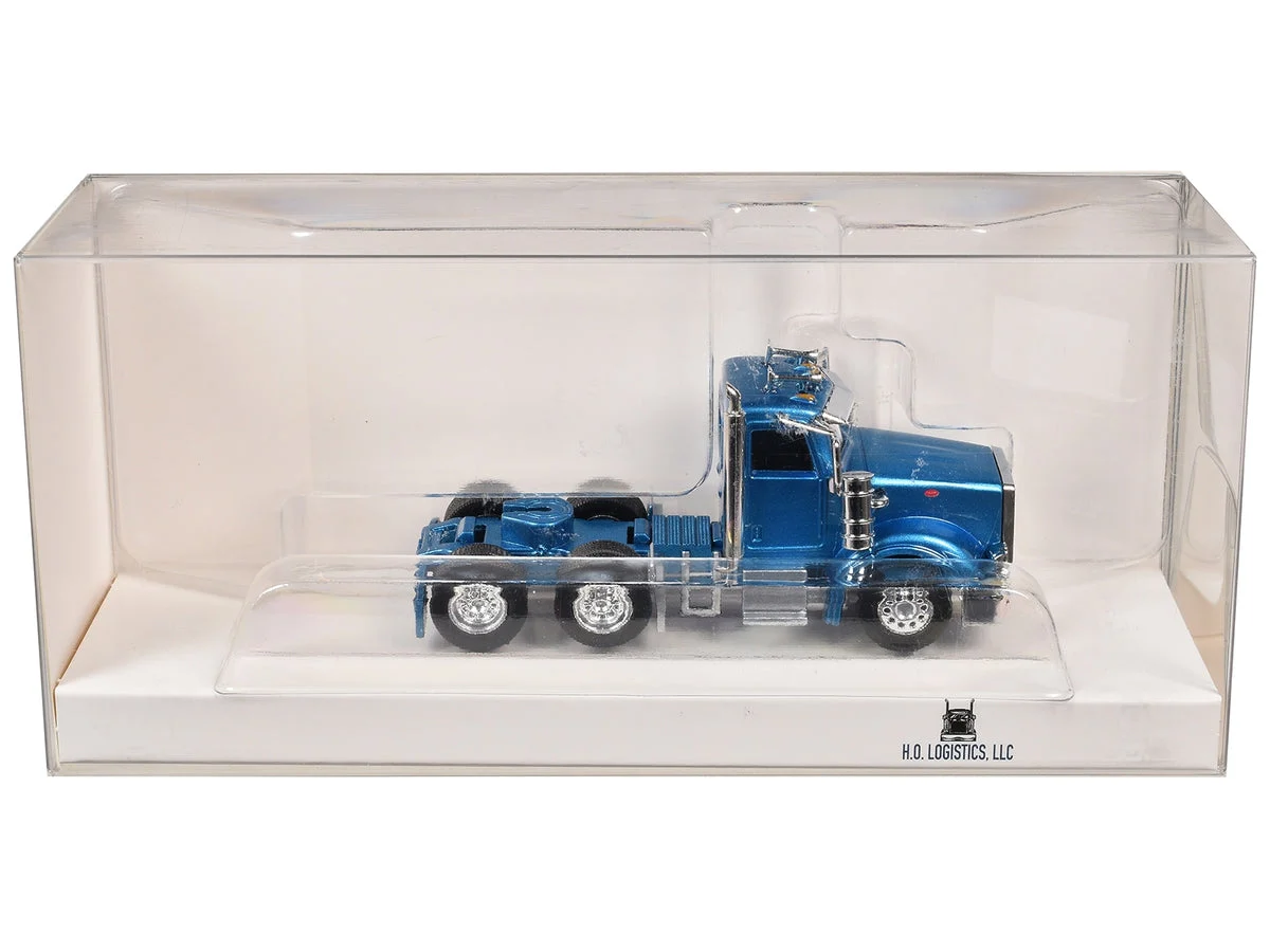 Peterbilt 367 Day Cab Blue Metallic 1/87 (HO) Scale Plastic Model Car by HO Logistics - HO Logistics Replicas