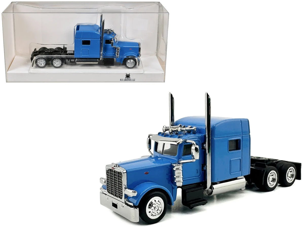 Peterbilt 389 Truck Tractor with Sleeper Cab Baby Blue 1/87 (HO) Scale Plastic Model Car by HO Logistics - HO Logistics Replicas