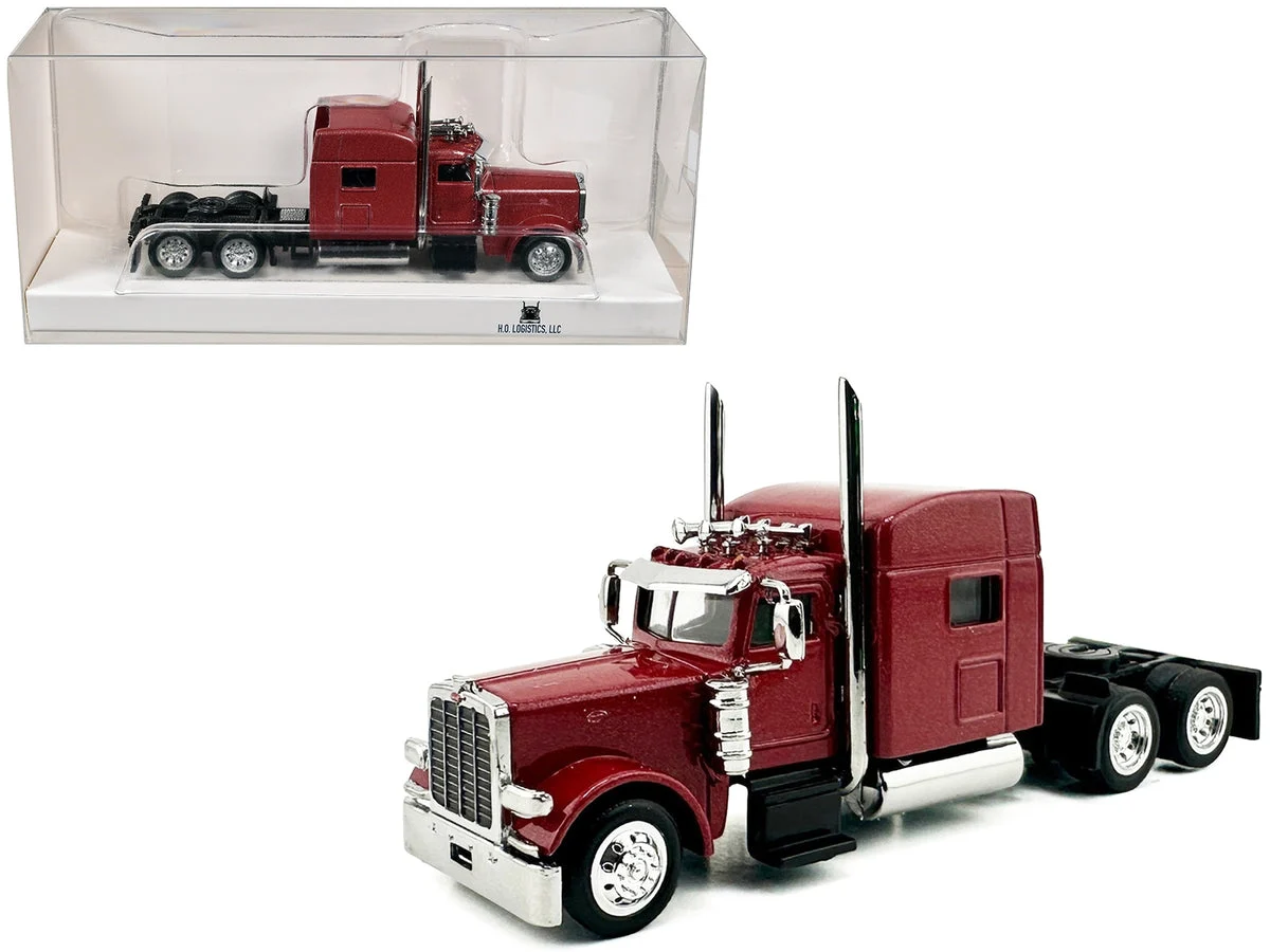 Peterbilt 389 Truck Tractor with Sleeper Cab Red Metallic 1/87 (HO) Scale Plastic Model Car by HO Logistics - HO Logistics Replicas