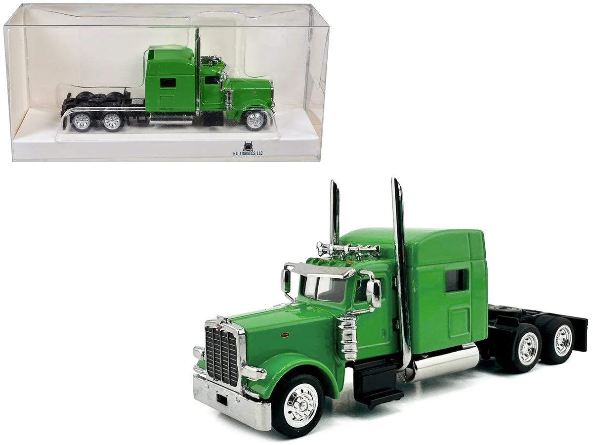 Peterbilt 389 Truck Tractor with Sleeper Cab Lime Green 1/87 (HO) Scale Plastic Model Car by HO Logistics - HO Logistics Replicas