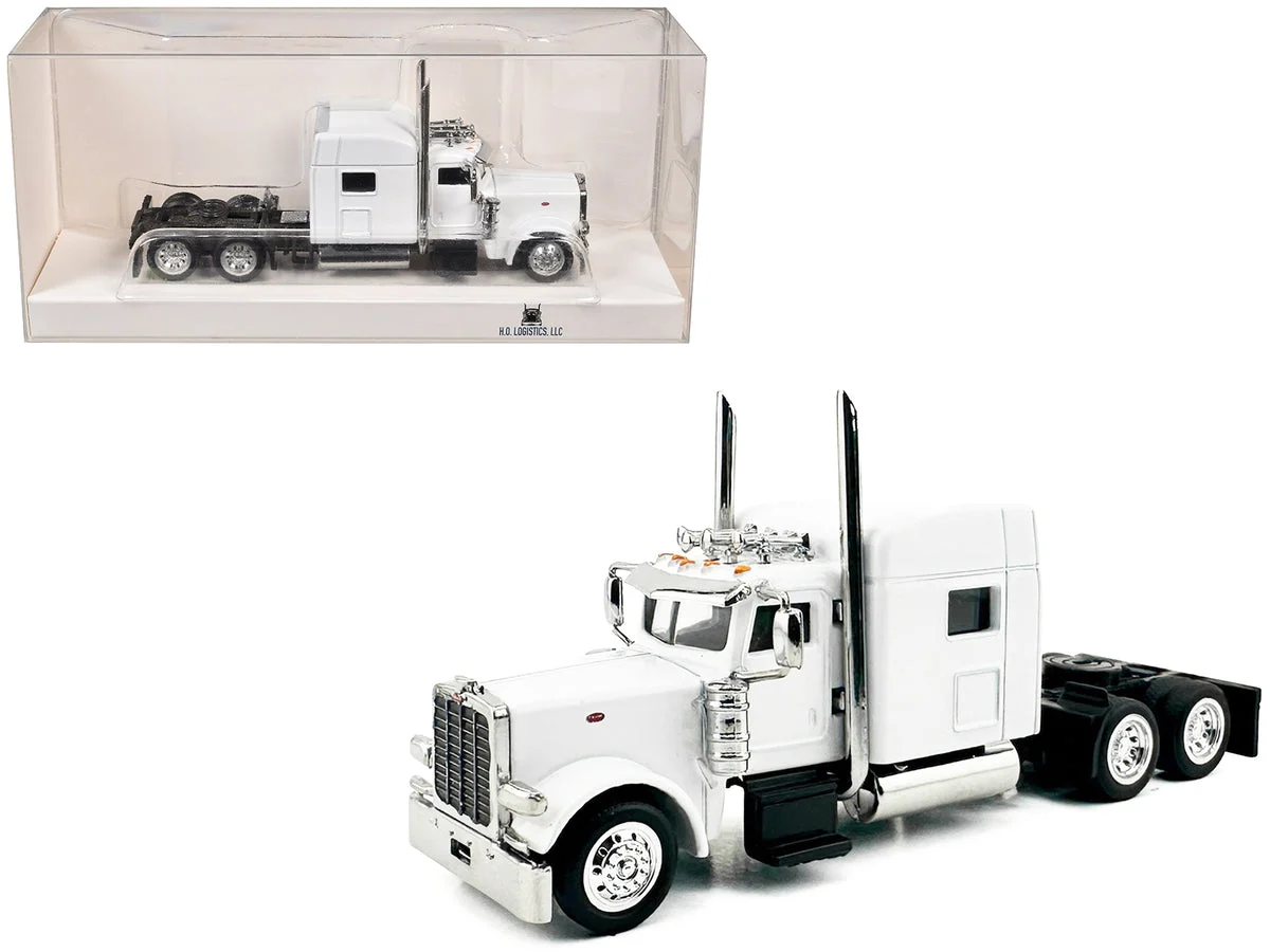 Peterbilt 389 Truck Tractor with Sleeper Cab White 1/87 (HO) Scale Plastic Model Car by HO Logistics - HO Logistics Replicas