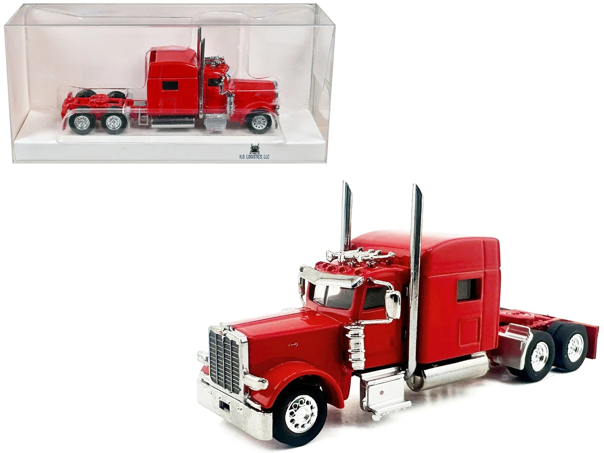 Peterbilt 389 Truck Tractor with Sleeper Cab Red 1/87 (HO) Scale Plastic Model Car by HO Logistics - HO Logistics Replicas
