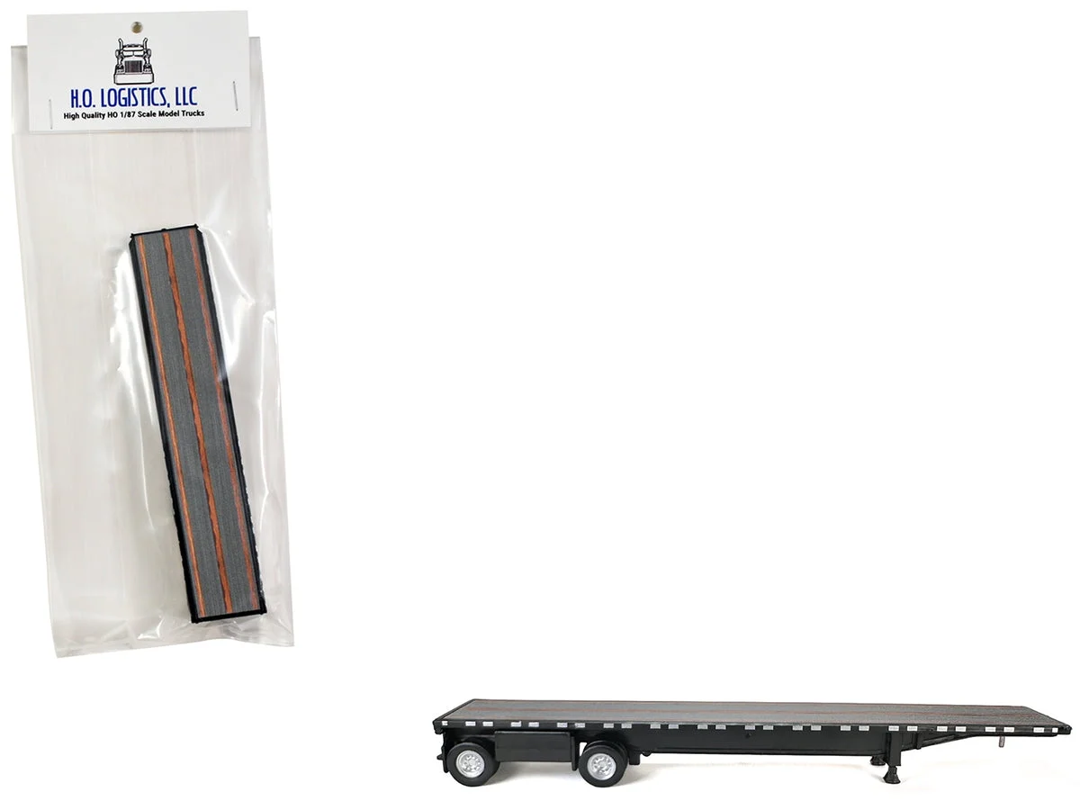 High Boy Spread Axle Flatbed Trailer Black 1/87 (HO) Plastic Model Car by HO Logistics - HO Logistics Replicas