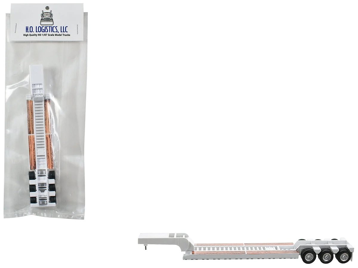 Low Boy Flatbed Trailer White 1/87 (HO) Plastic Model Car by HO Logistics - HO Logistics Replicas