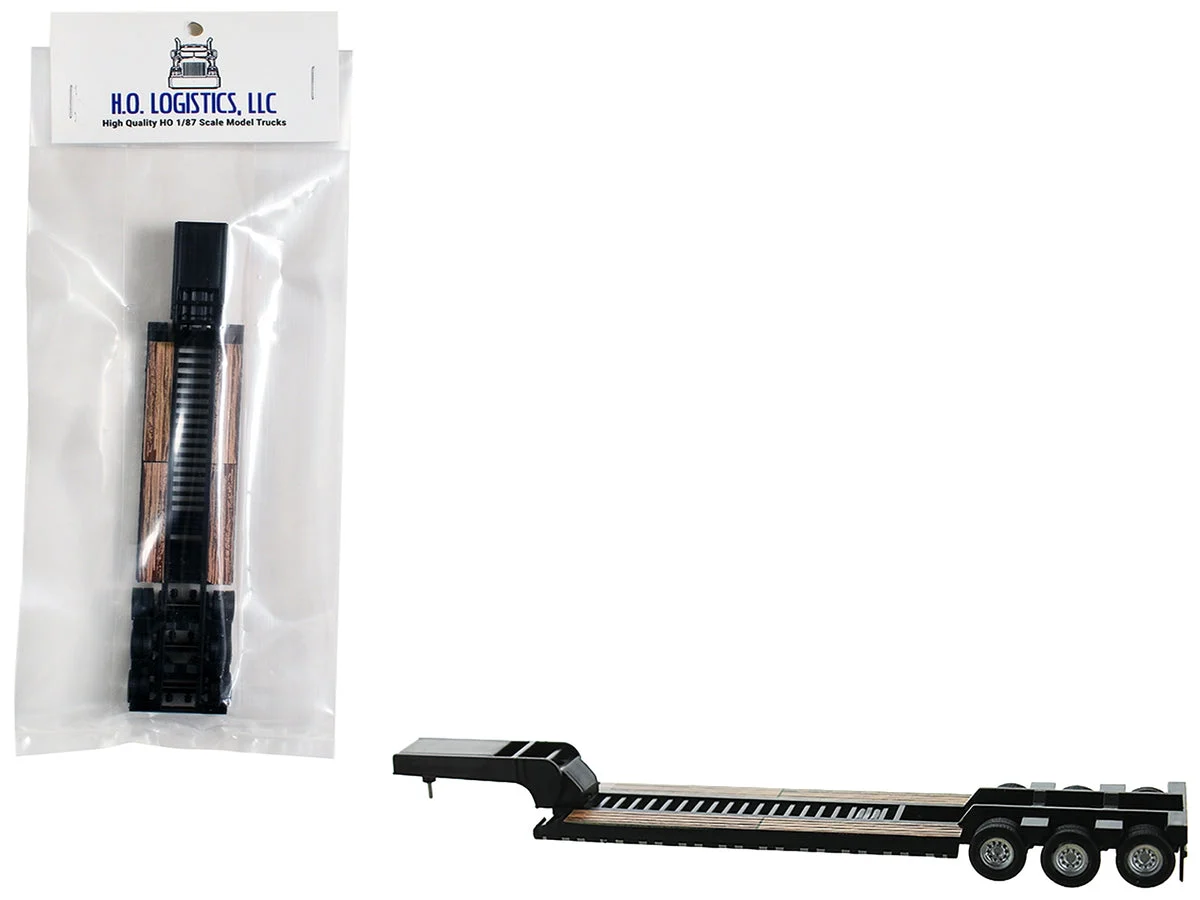 Low Boy Flatbed Trailer Black 1/87 (HO) Plastic Model Car by HO Logistics - HO Logistics Replicas