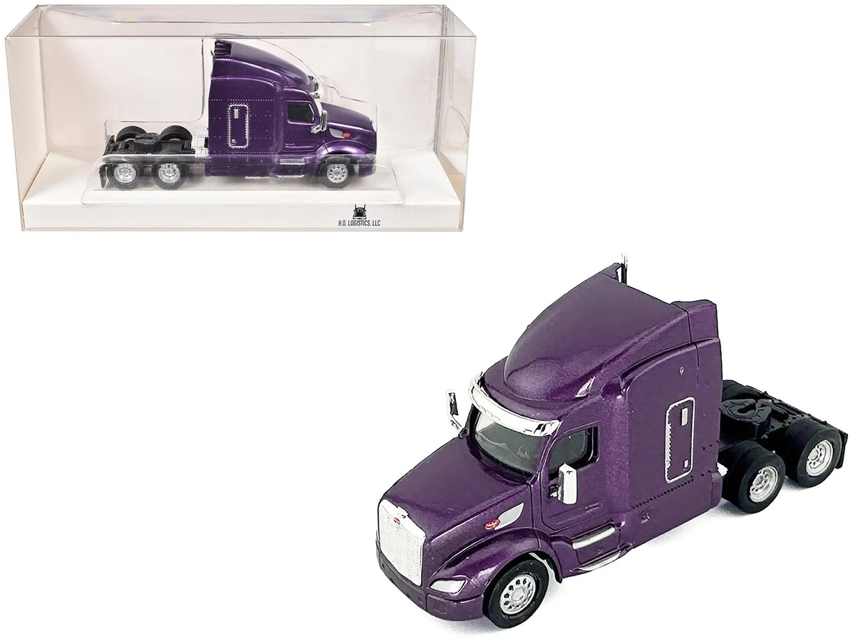 Peterbilt 579 Sleeper Cab Purple Metallic 1/87 (HO) Plastic Model Car by HO Logistics - HO Logistics Replicas