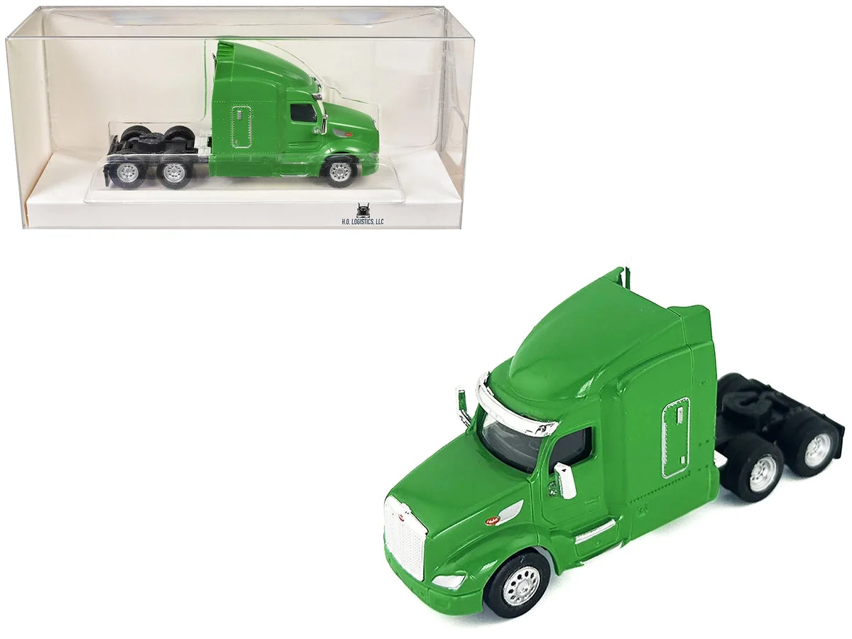 Peterbilt 579 Sleeper Cab Lime Green 1/87 (HO) Plastic Model Car by HO Logistics - HO Logistics Replicas