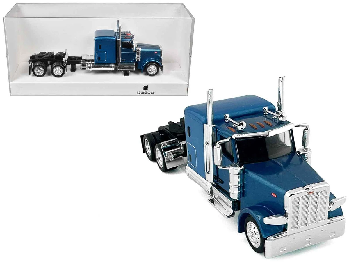 Peterbilt 589 Truck with 72 Inch Sleeper Blue Metallic 1/87 (HO) Plastic Model Car by HO Logistics - HO Logistics Replicas