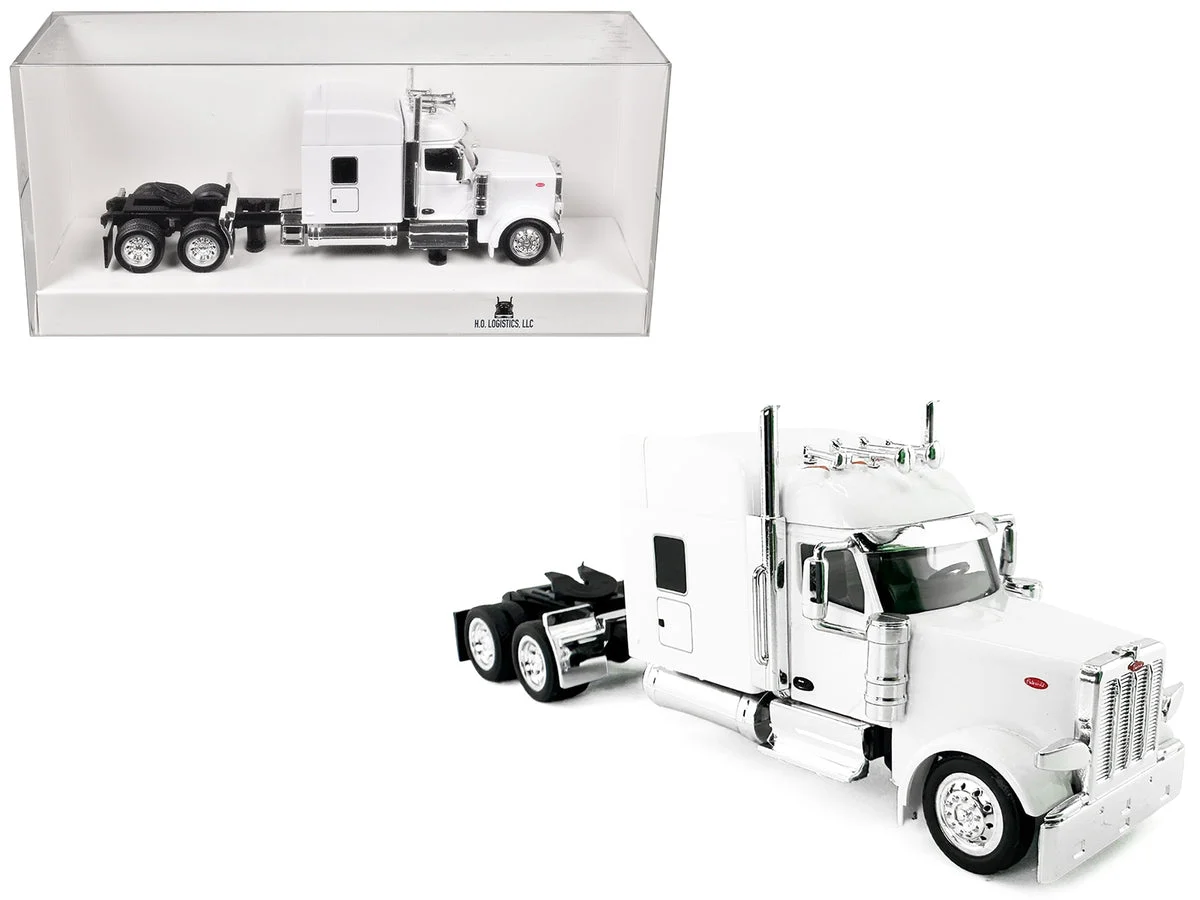 Peterbilt 589 with Stand Up Sleeper Cab White 1/87 (HO) Plastic Model Car by HO Logistics - HO Logistics Replicas