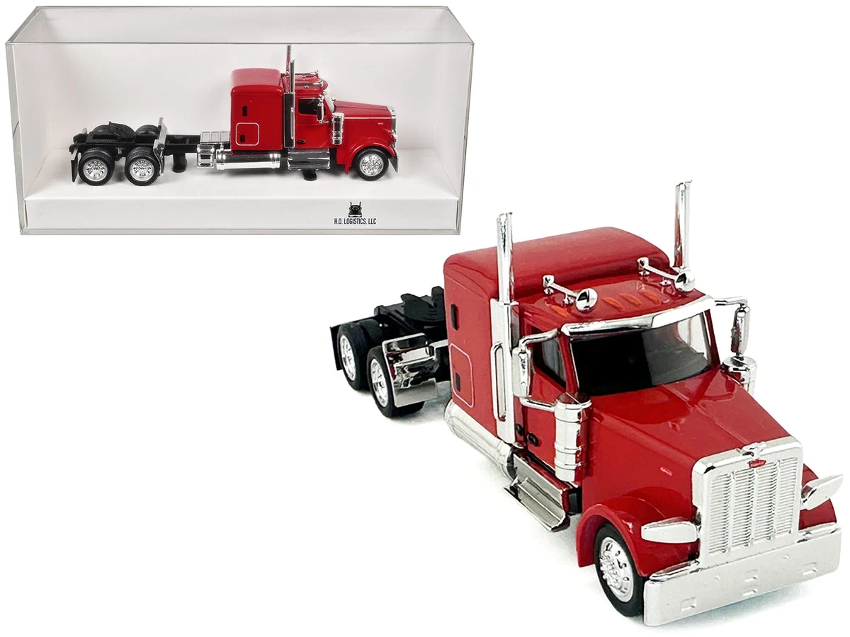 Peterbilt 589 Truck with 72 Inch Sleeper Red 1/87 (HO) Plastic Model Car by HO Logistics - HO Logistics Replicas
