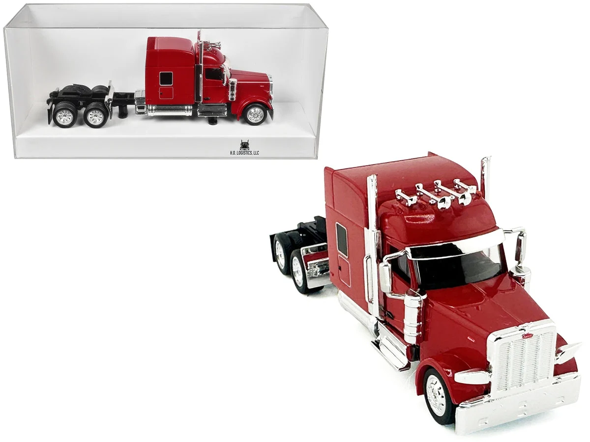 Peterbilt 589 with Stand Up Sleeper Cab Red 1/87 (HO) Plastic Model Car by HO Logistics - HO Logistics Replicas