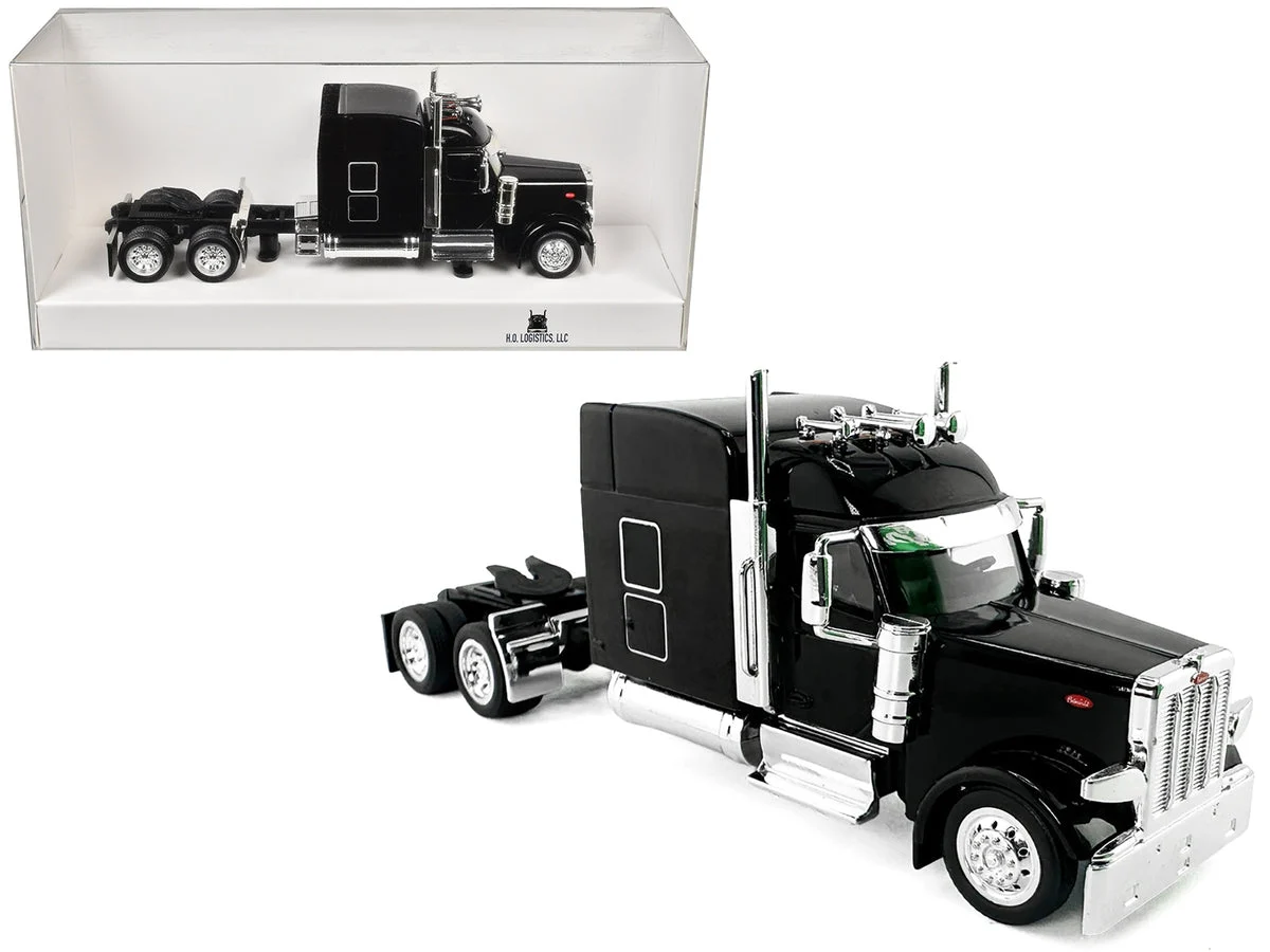 Peterbilt 589 with Stand Up Sleeper Cab Black 1/87 (HO) Plastic Model Car by HO Logistics - HO Logistics Replicas