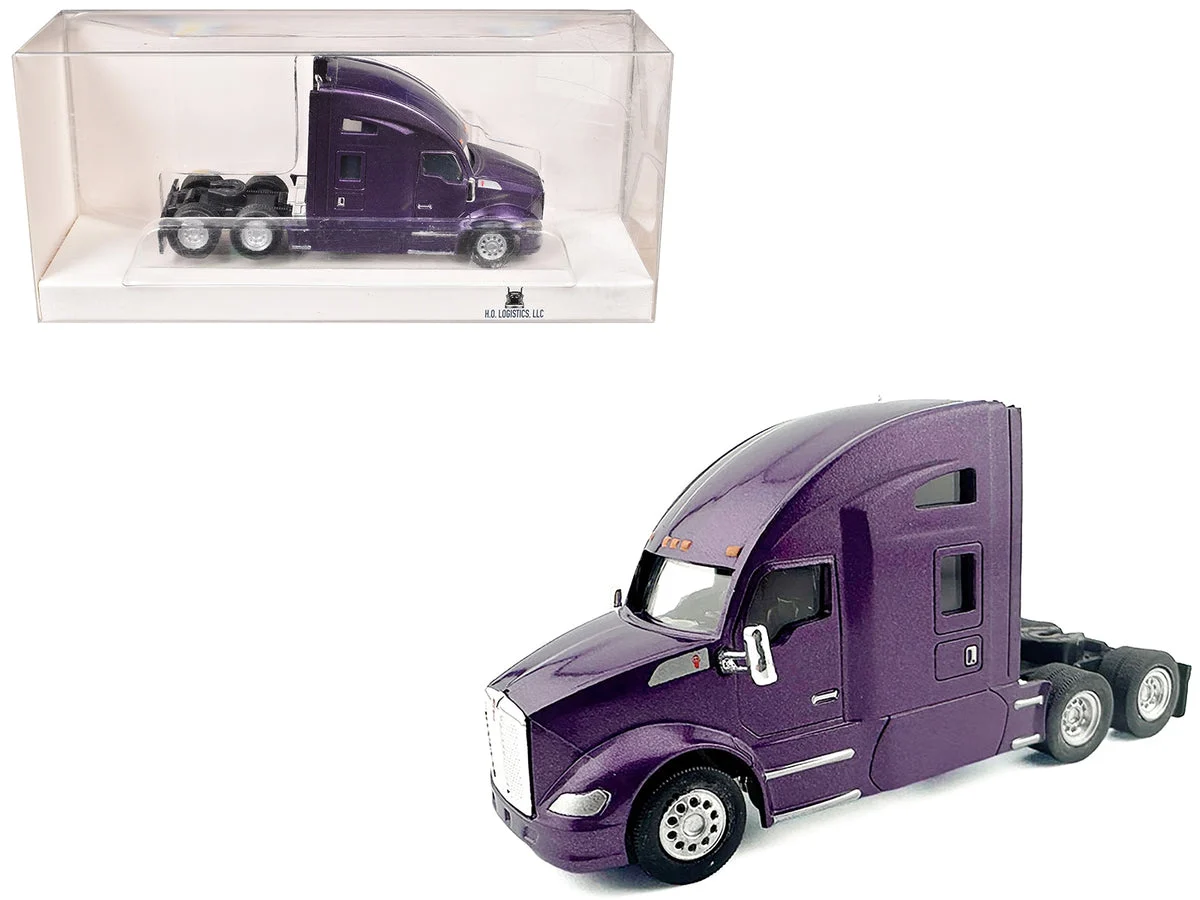 Kenworth T680 Sleeper Cab Purple Metallic 1/87 (HO) Plastic Model Car by HO Logistics - HO Logistics Replicas