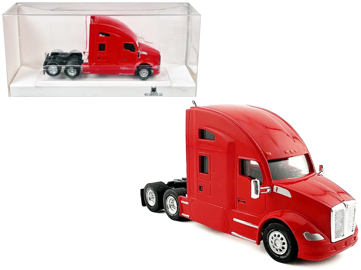 Kenworth T680 Sleeper Cab Red 1/87 (HO) Plastic Model Car by HO Logistics - HO Logistics Replicas