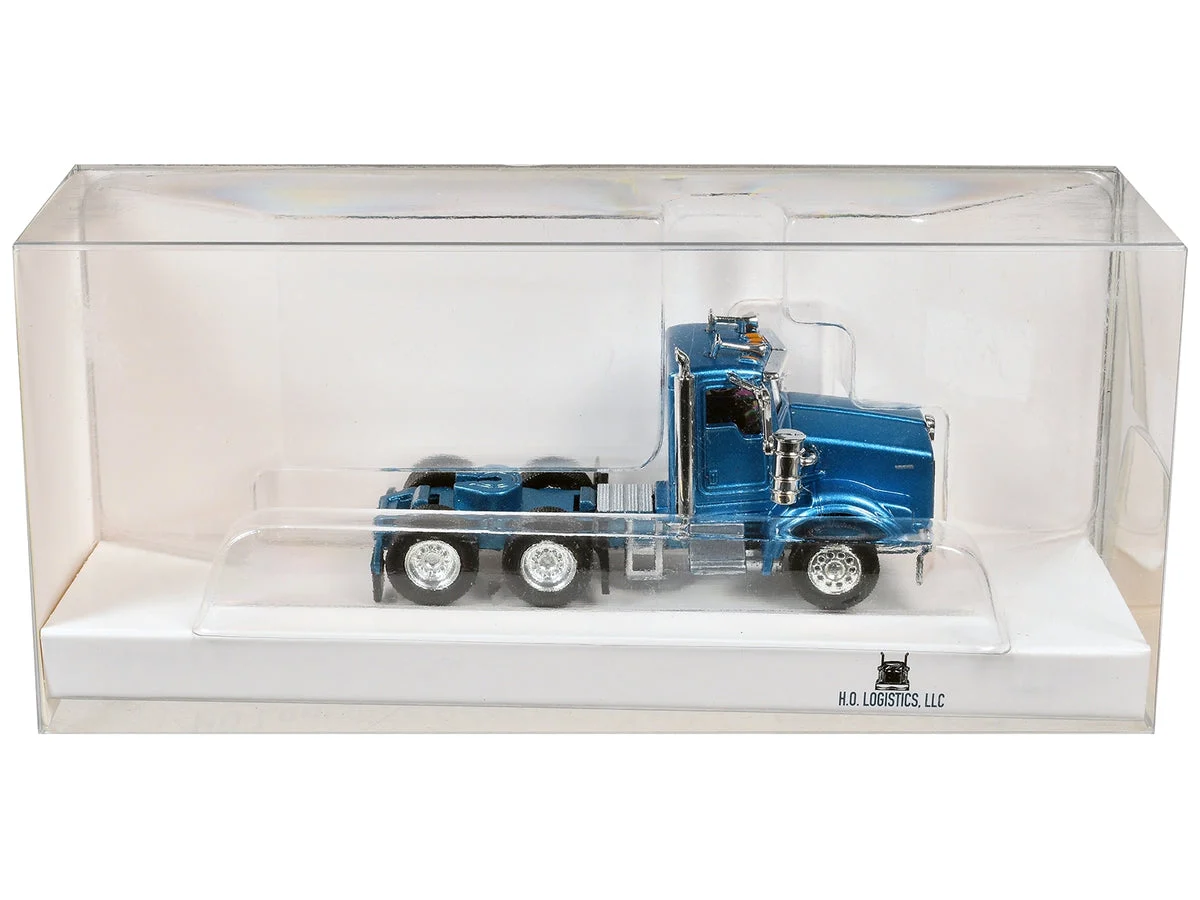 Kenworth T800 Day Cab Blue Metallic 1/87 (HO) Scale Plastic Model Car by HO Logistics - HO Logistics Replicas
