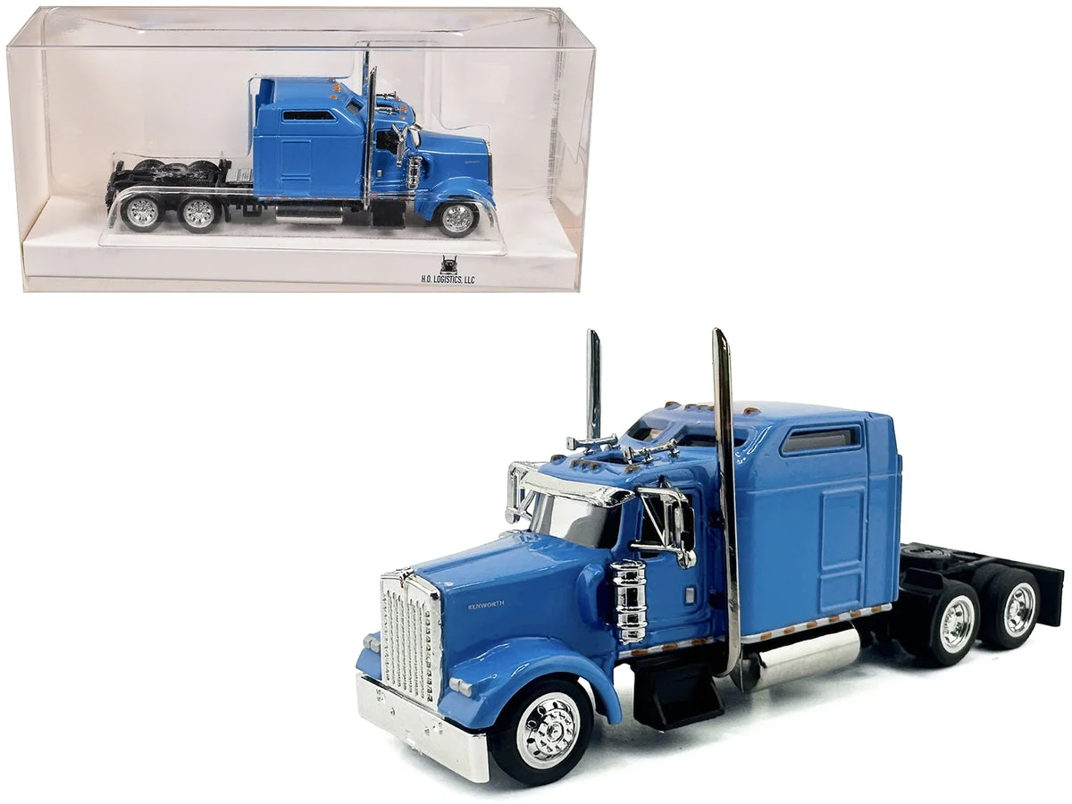Kenworth W900L Truck Tractor with Sleeper Cab Baby Blue 1/87 (HO) Scale Plastic Model Car by HO Logistics - HO Logistics Replicas