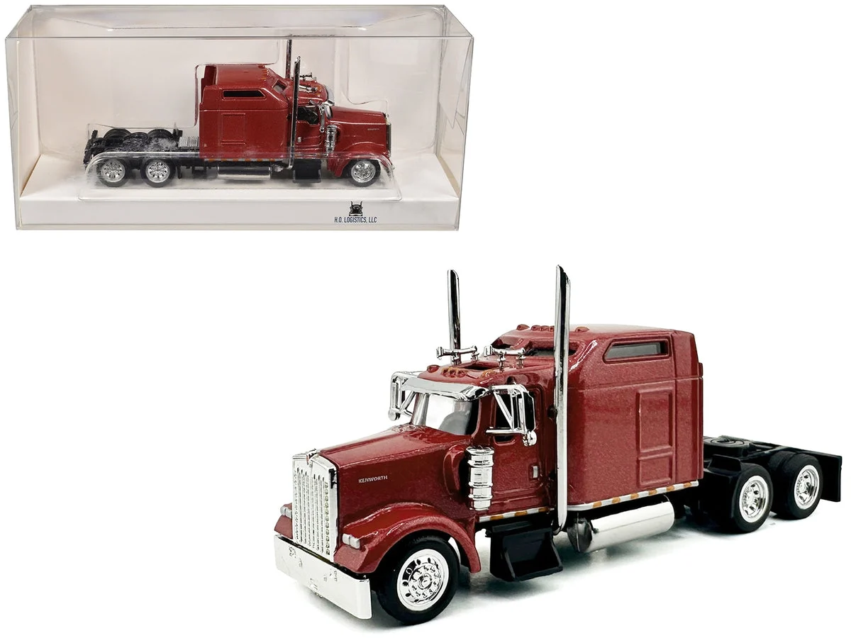 Kenworth W900L Truck Tractor with Sleeper Cab Red Metallic 1/87 (HO) Scale Plastic Model Car by HO Logistics - HO Logistics Replicas
