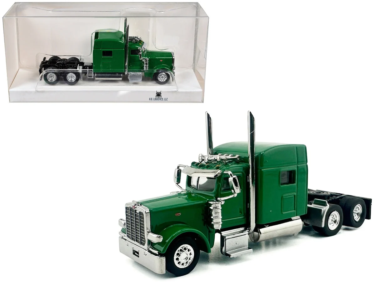 Kenworth W900L Truck Tractor with Sleeper Cab Green 1/87 (HO) Scale Plastic Model Car by HO Logistics - HO Logistics Replicas