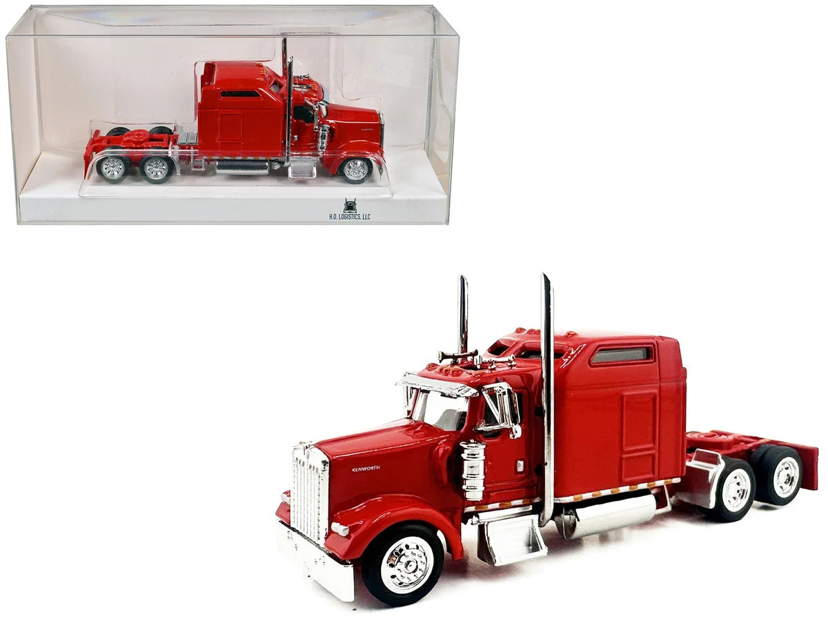 Kenworth W900L Truck Tractor with Sleeper Cab Red 1/87 (HO) Scale Plastic Model Car by HO Logistics - HO Logistics Replicas