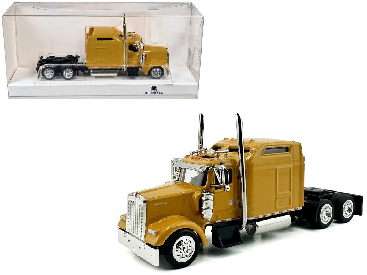 Kenworth W900L Truck Tractor with Sleeper Cab Yellow 1/87 (HO) Scale Plastic Model Car by HO Logistics - HO Logistics Replicas
