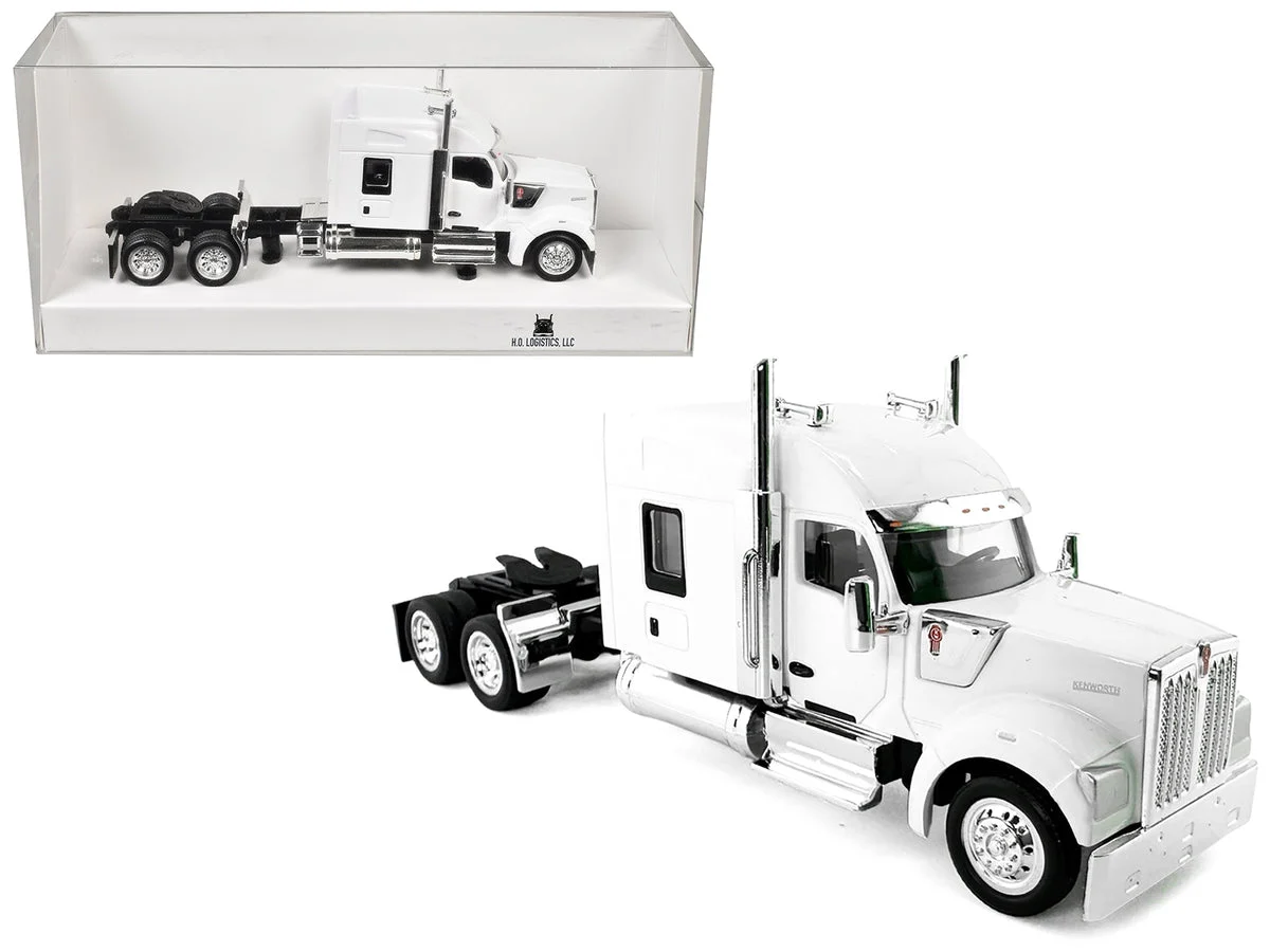 Kenworth W990 with Stand Up Sleeper Cab White 1/87 (HO) Plastic Model Car by HO Logistics - HO Logistics Replicas
