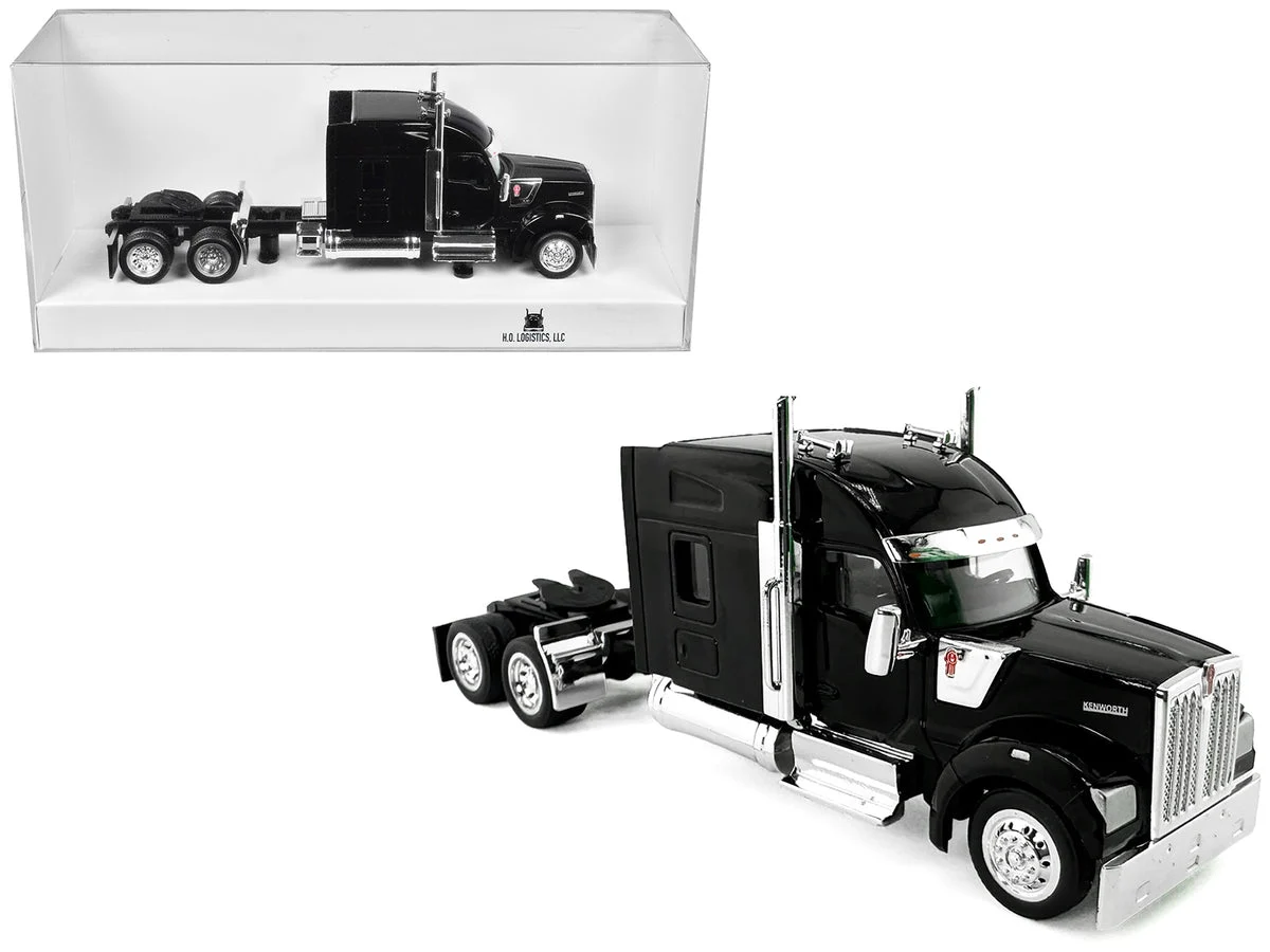 Kenworth W990 with Stand Up Sleeper Cab Black 1/87 (HO) Plastic Model Car by HO Logistics - HO Logistics Replicas