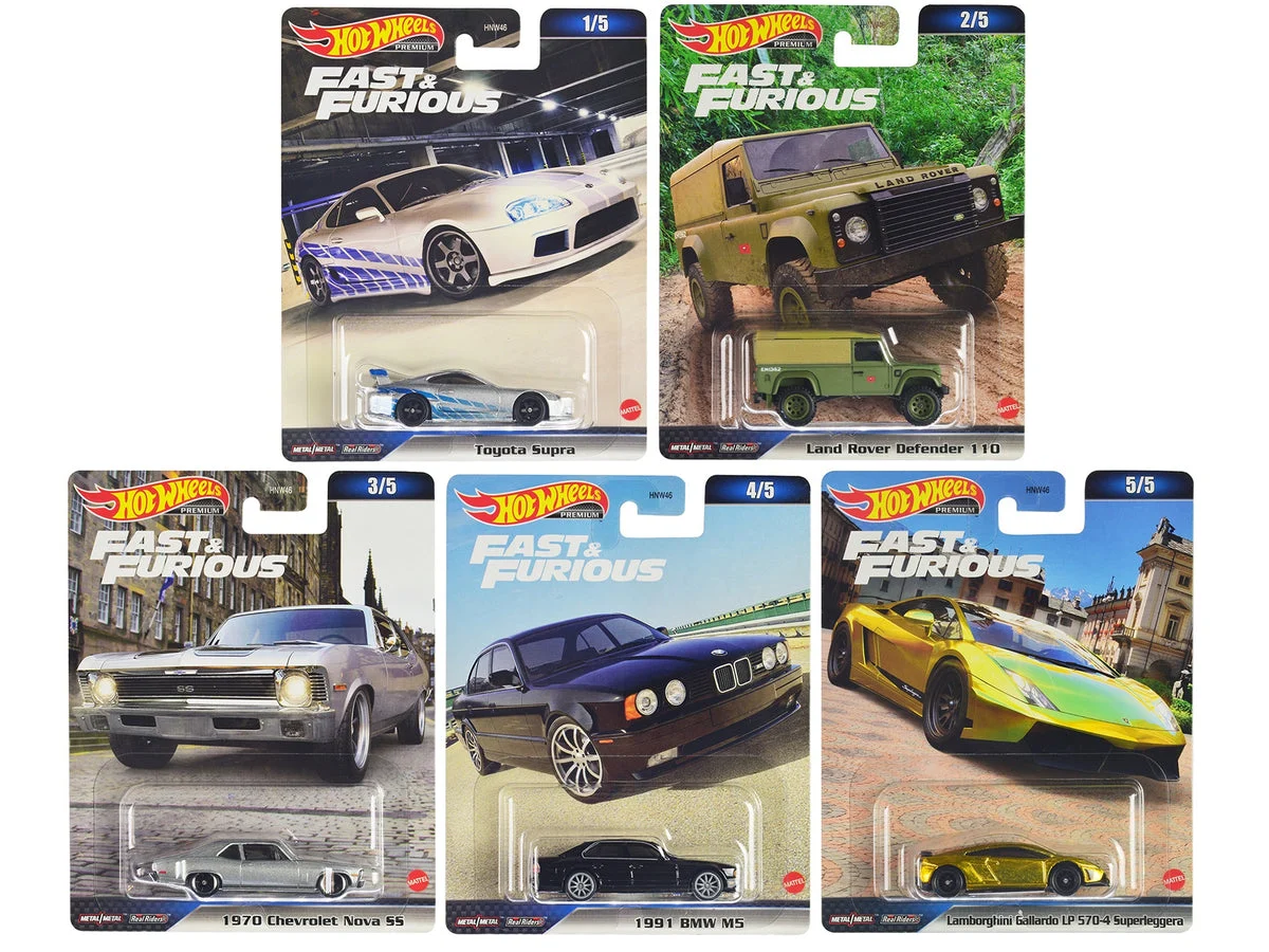 "Fast & Furious" 2023 5 piece Set D Diecast Model Cars by Hot Wheels - Hotwheels