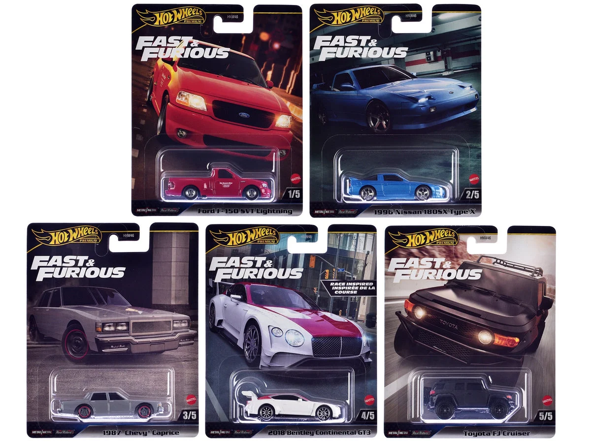 "Fast & Furious" 2024 5 piece Set H Diecast Model Cars by Hot Wheels - Hotwheels