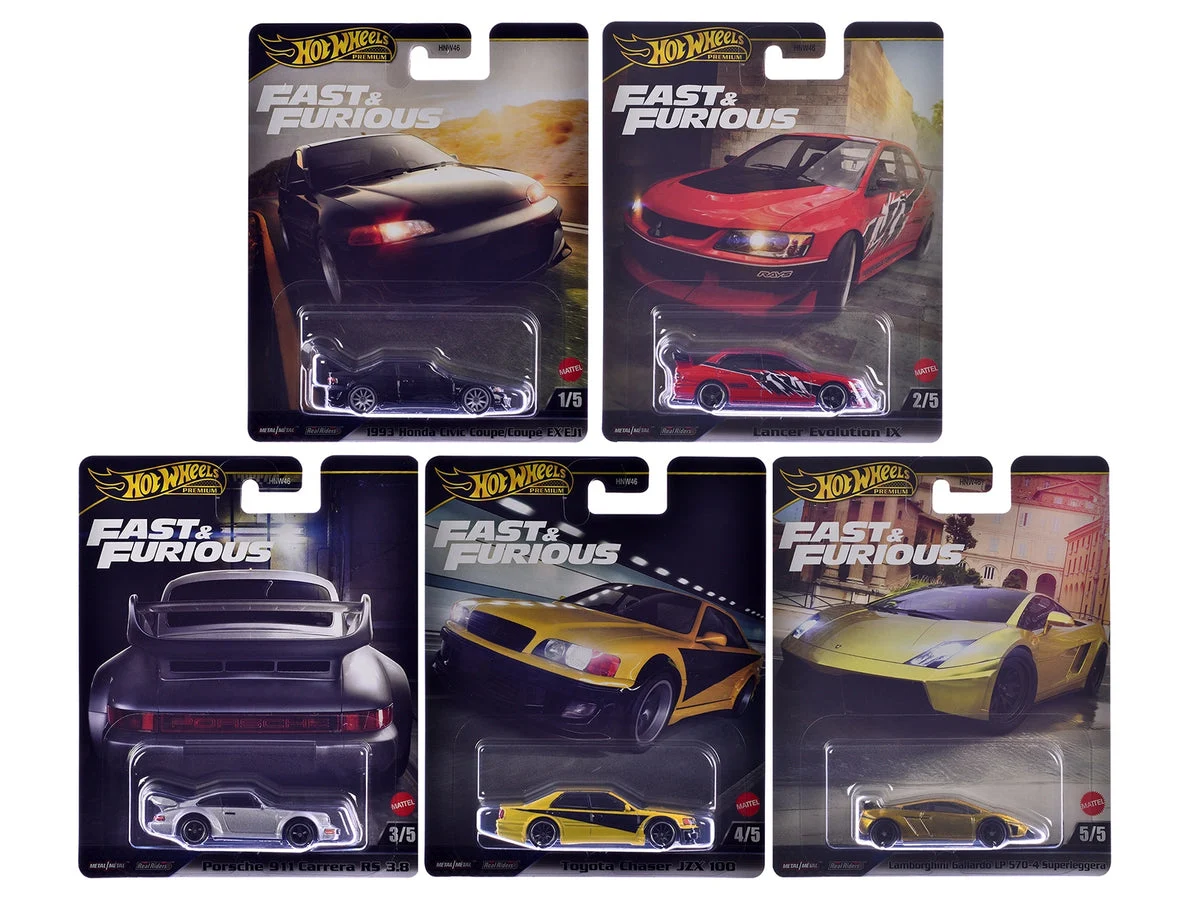 "Fast & Furious" 2025 5 piece Set M Diecast Model Cars by Hot Wheels - Hotwheels