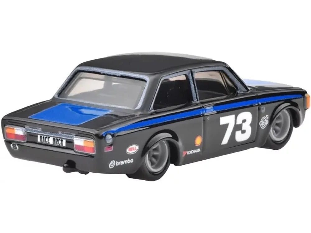 1973 Volvo 142 GL #73 Black with Blue Stripes and Hood "Boulevard" Series Diecast Model Car by Hot Wheels - Hotwheels