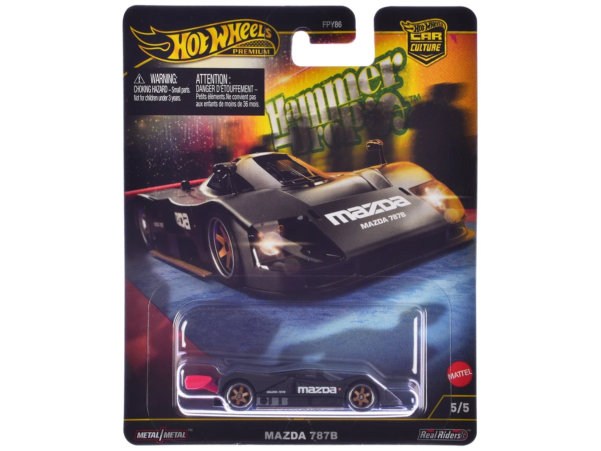 Mazda 787B Prototype Race Car Black "Hammer Drop" Series Diecast Model Car by Hot Wheels - Hotwheels