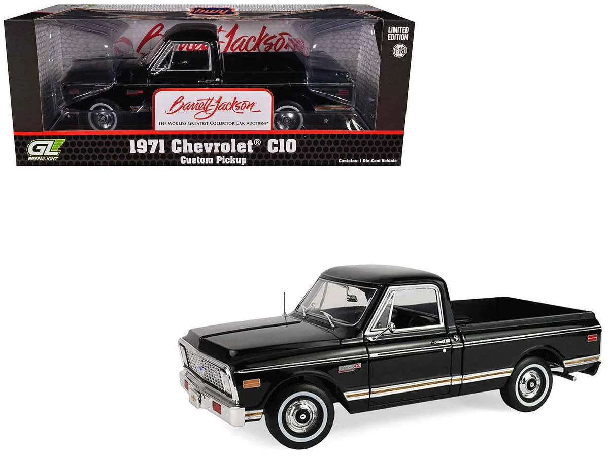 1971 Chevrolet C-10 Custom Pickup Truck Black "Barrett-Jackson - Scottsdale 2024" 1/18 Diecast Model Car by Highway 61