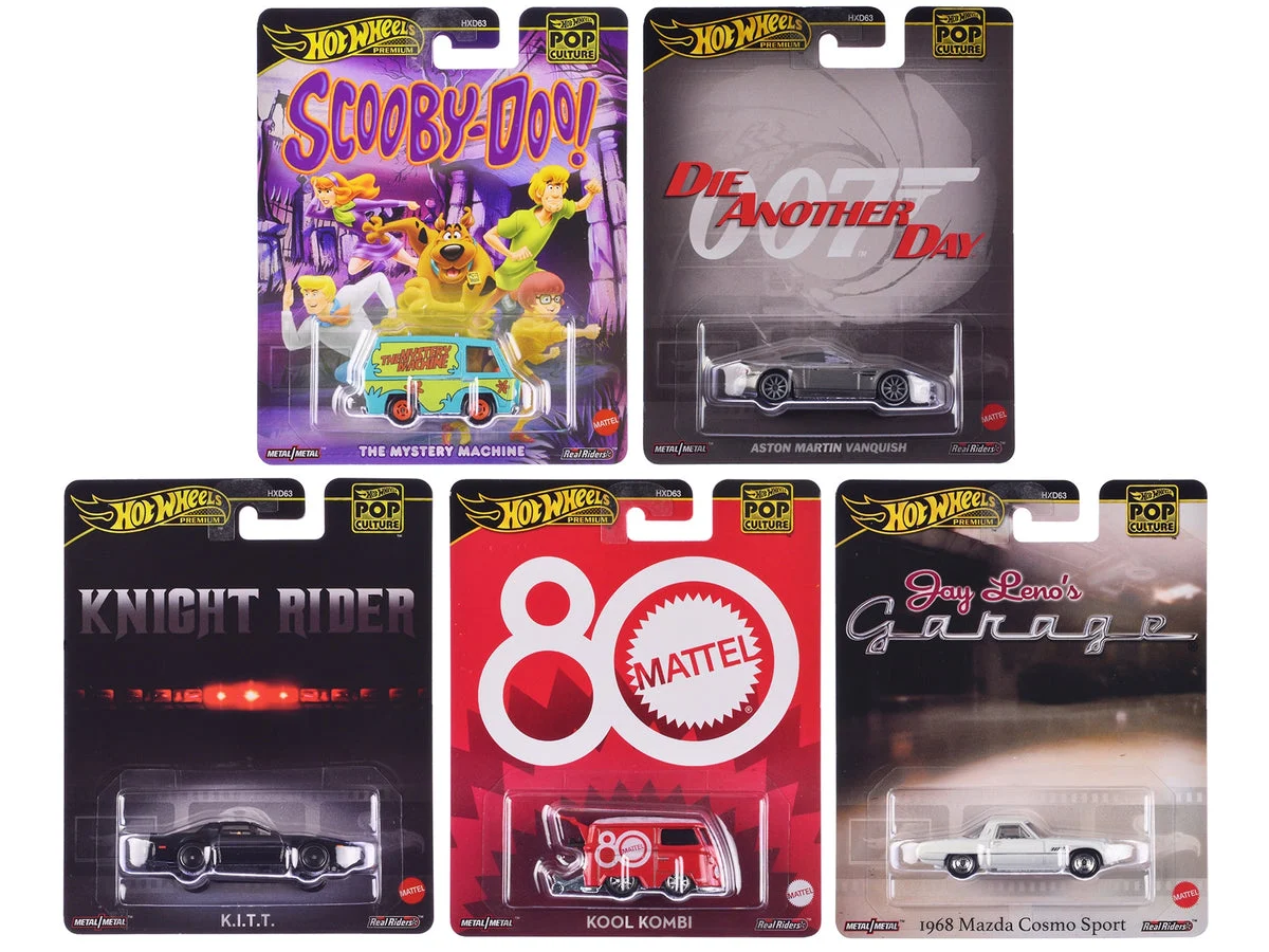 "Pop Culture 2024" 5 piece Set G "Premium Series" Diecast Model Cars by Hot Wheels - Hotwheels