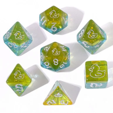 Hymgho Gaming HYO0335 Rubber Ducky Resin Polyhedral Dice Set - Hymgho Premium Gaming