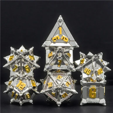 Foam Brain Games 4199 Warrior's Flail: Holy - Metal RPG Dice Set