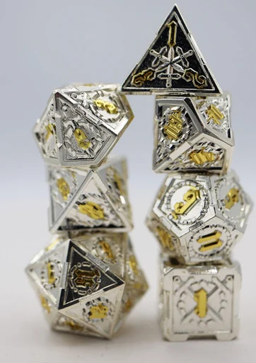 Foam Brain Games 4105 Crossed Swords: Holy Sword - Metal RPG Dice Set